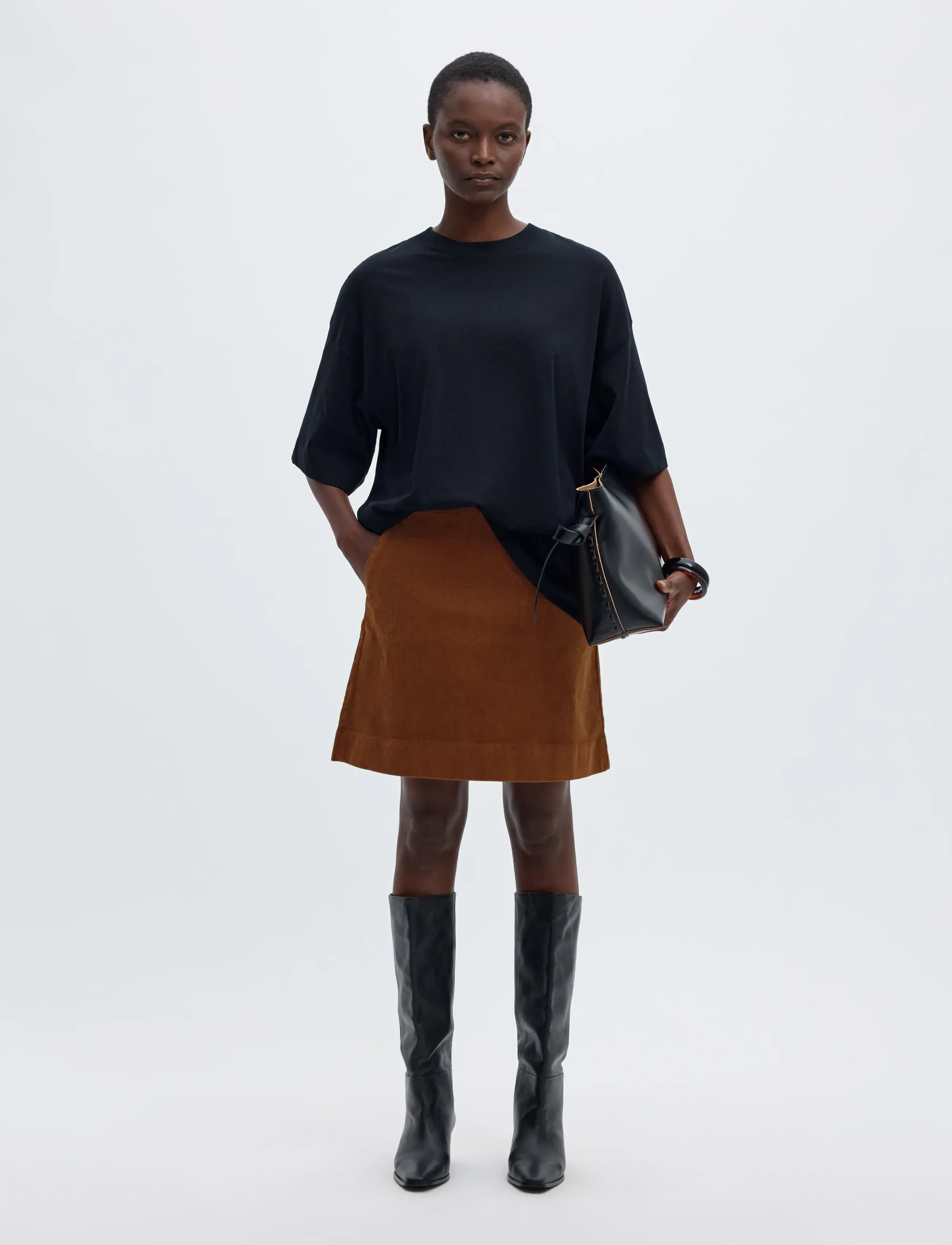 Selected - SLWRUNA SHORT HW CORDUROY SKIRT - monks robe - 5