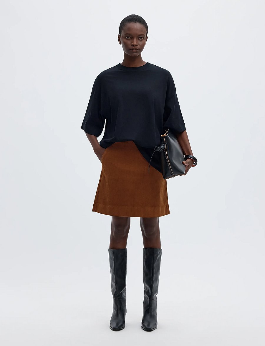 Selected - SLWRUNA SHORT HW CORDUROY SKIRT - monks robe - 5