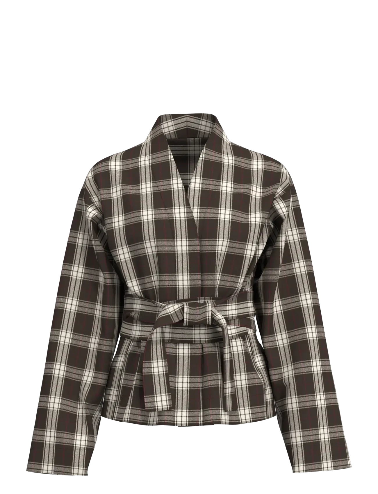 Selected - SLWJAYLEN MEL LS CHECK KIMONO TOP - långärmade blusar - delicioso - 1