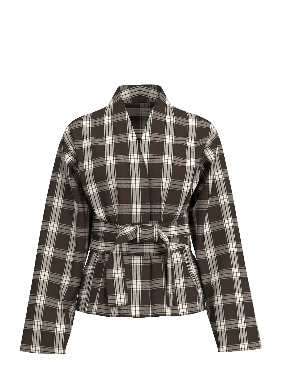 Selected - SLWJAYLEN MEL LS CHECK KIMONO TOP - långärmade blusar - delicioso - 1