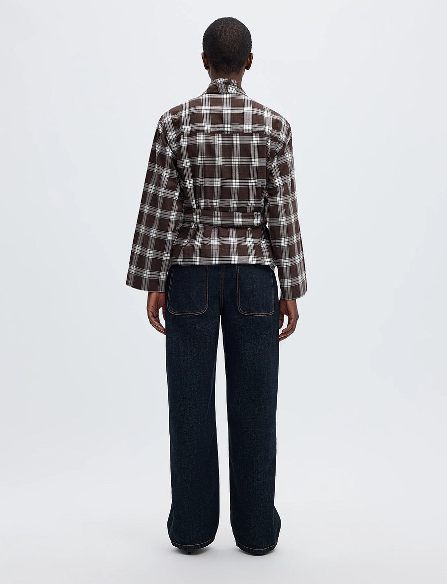 Selected - SLWJAYLEN MEL LS CHECK KIMONO TOP - långärmade blusar - delicioso - 3