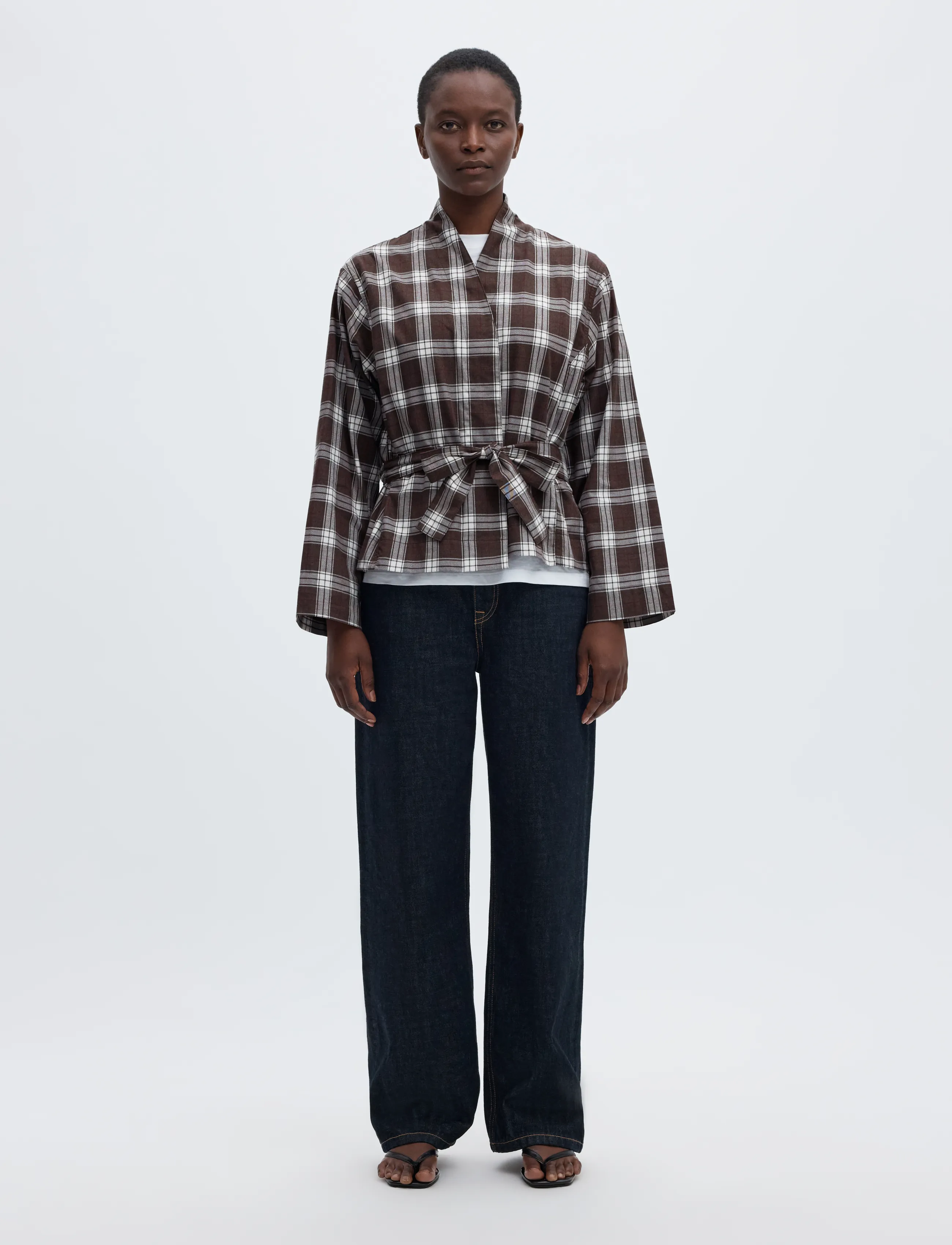 Selected - SLWJAYLEN MEL LS CHECK KIMONO TOP - långärmade blusar - delicioso - 4