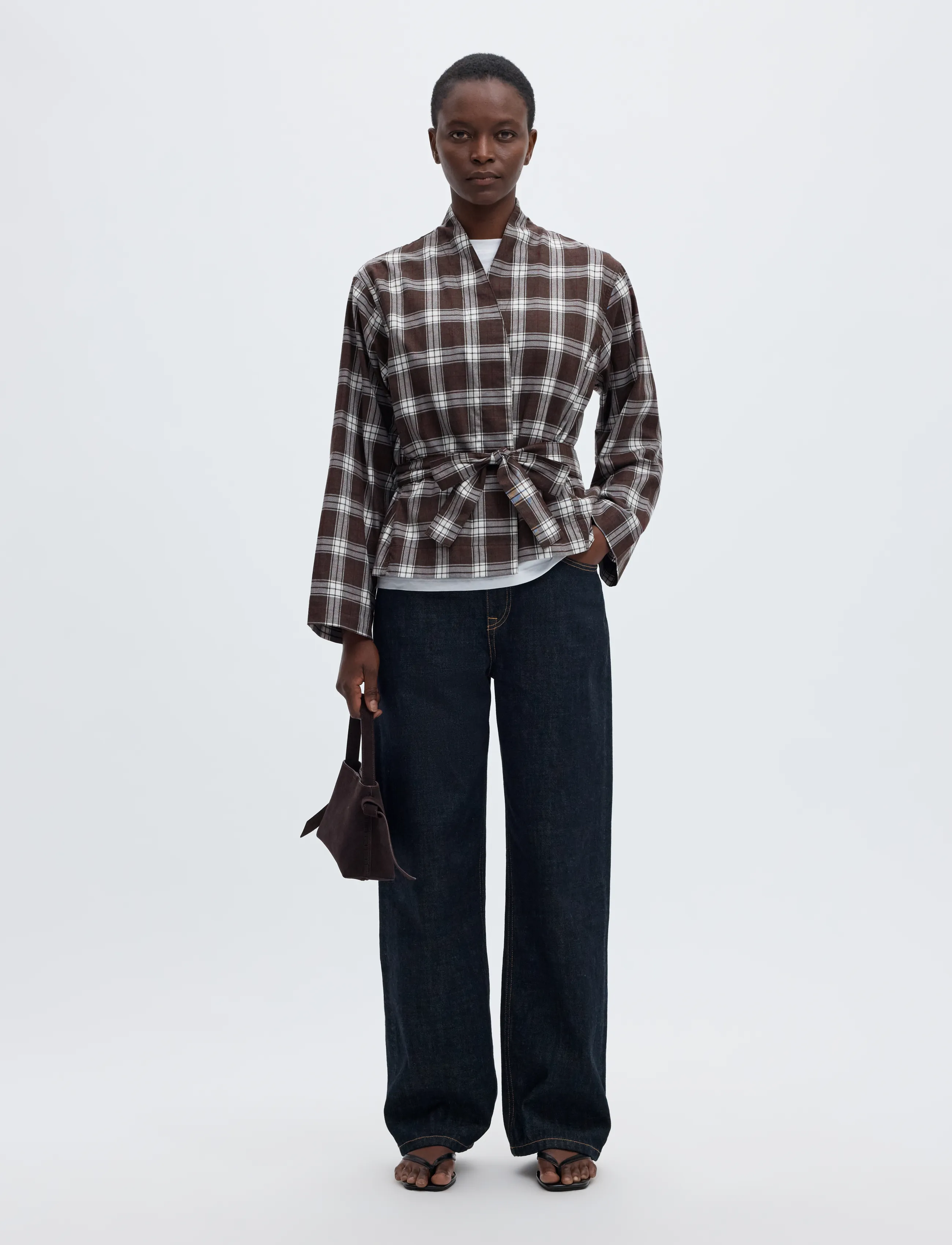 Selected - SLWJAYLEN MEL LS CHECK KIMONO TOP - långärmade blusar - delicioso - 5