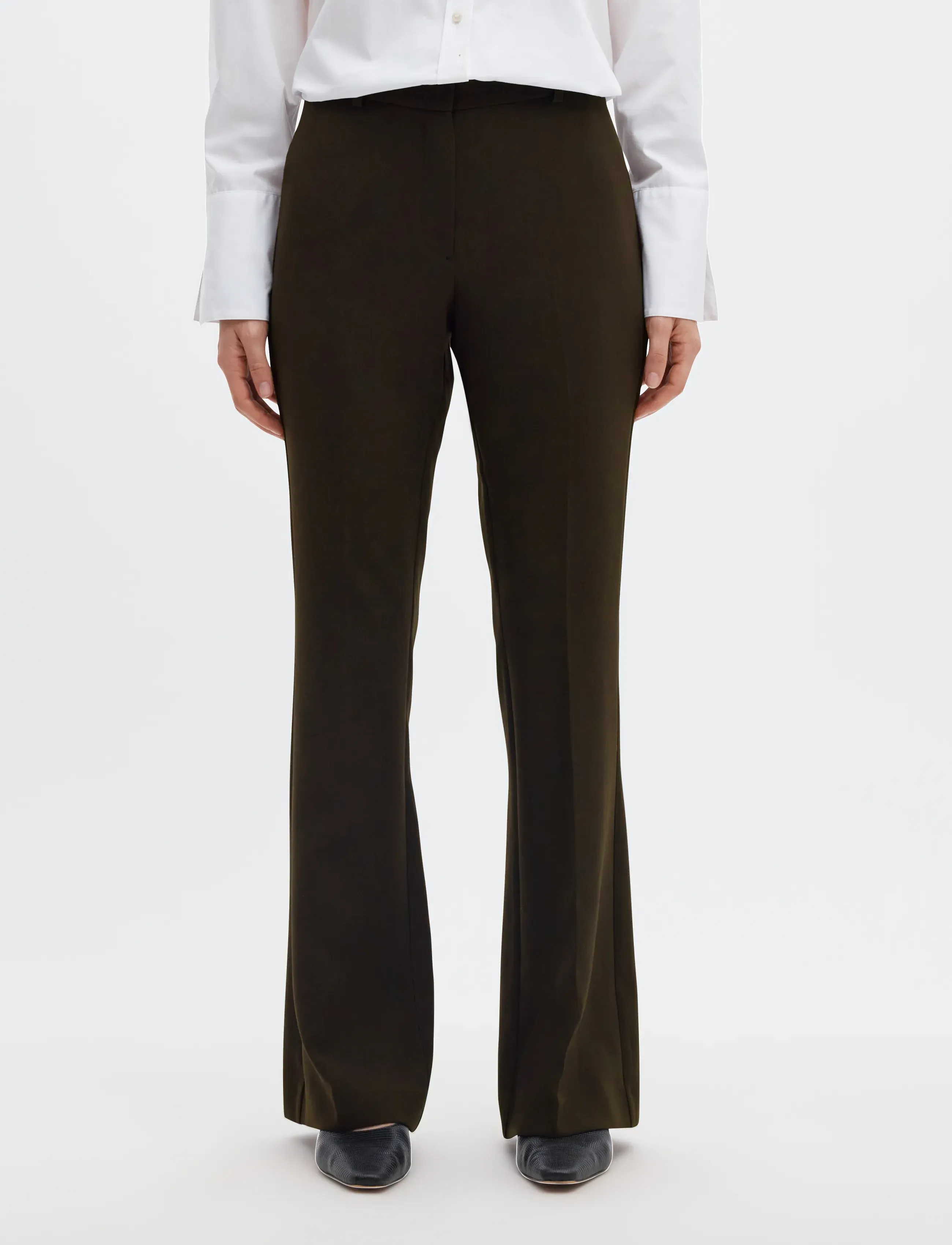 Selected SLWRITA MW SLIM FLARED PANT MEL - Tøj - DELICIOSO / brown
