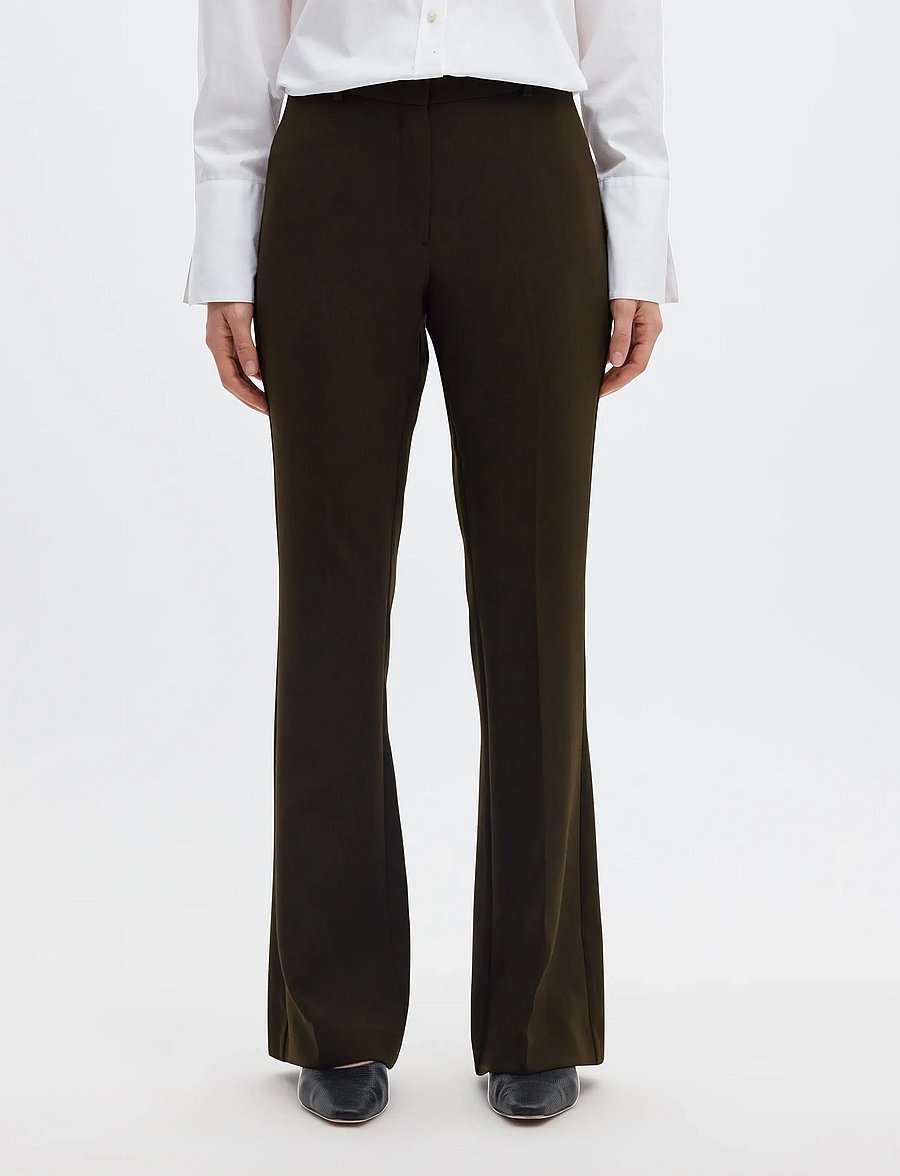 Selected - SLWRITA MW SLIM FLARED PANT MEL - utsvängda byxor - delicioso - 0