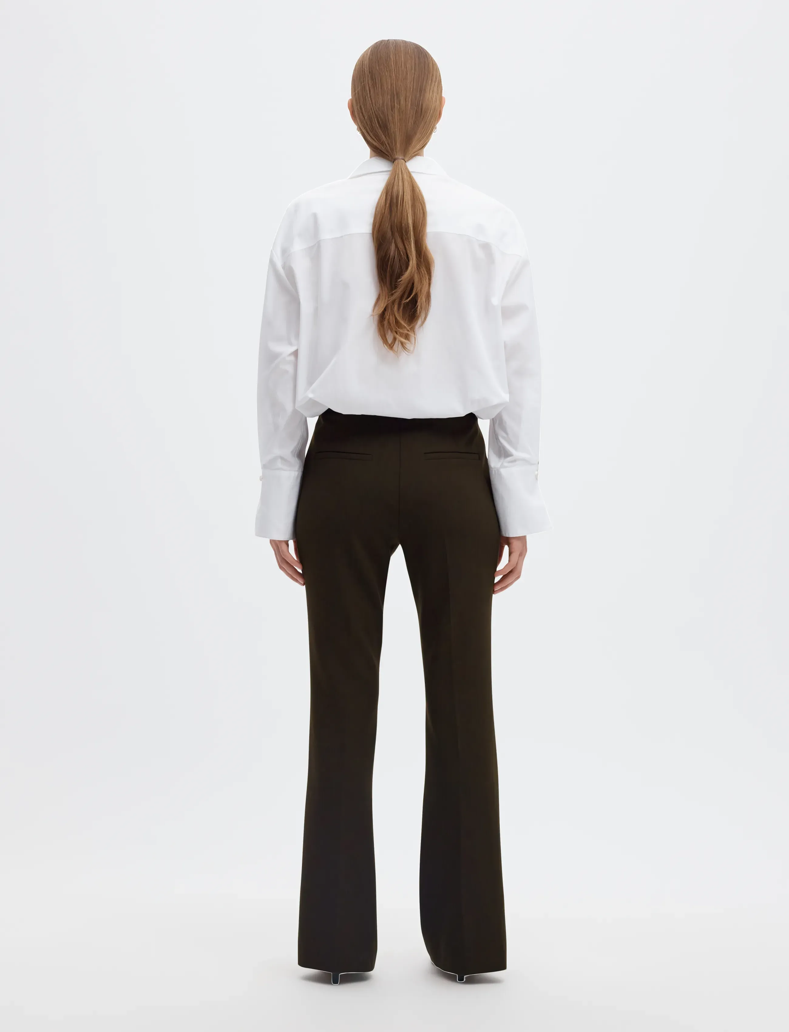 Selected - SLWRITA MW SLIM FLARED PANT MEL - utsvängda byxor - delicioso - 2