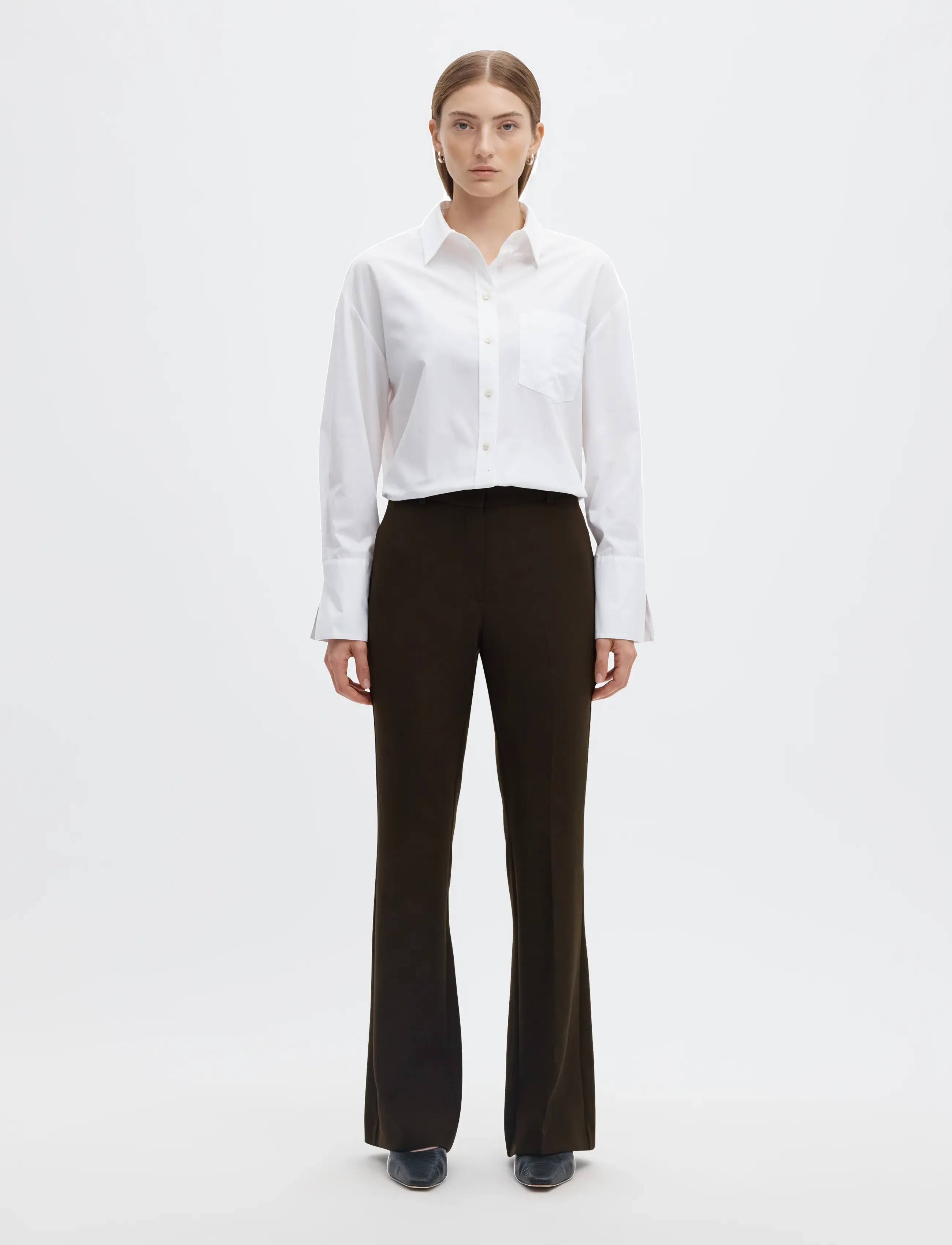 SELECTED Slwrita Mw Slim Flared Pant Mel cargobyxor dam – bild 3