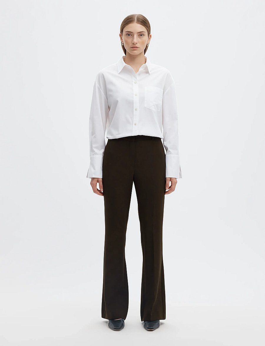 Selected - SLWRITA MW SLIM FLARED PANT MEL - utsvängda byxor - delicioso - 3