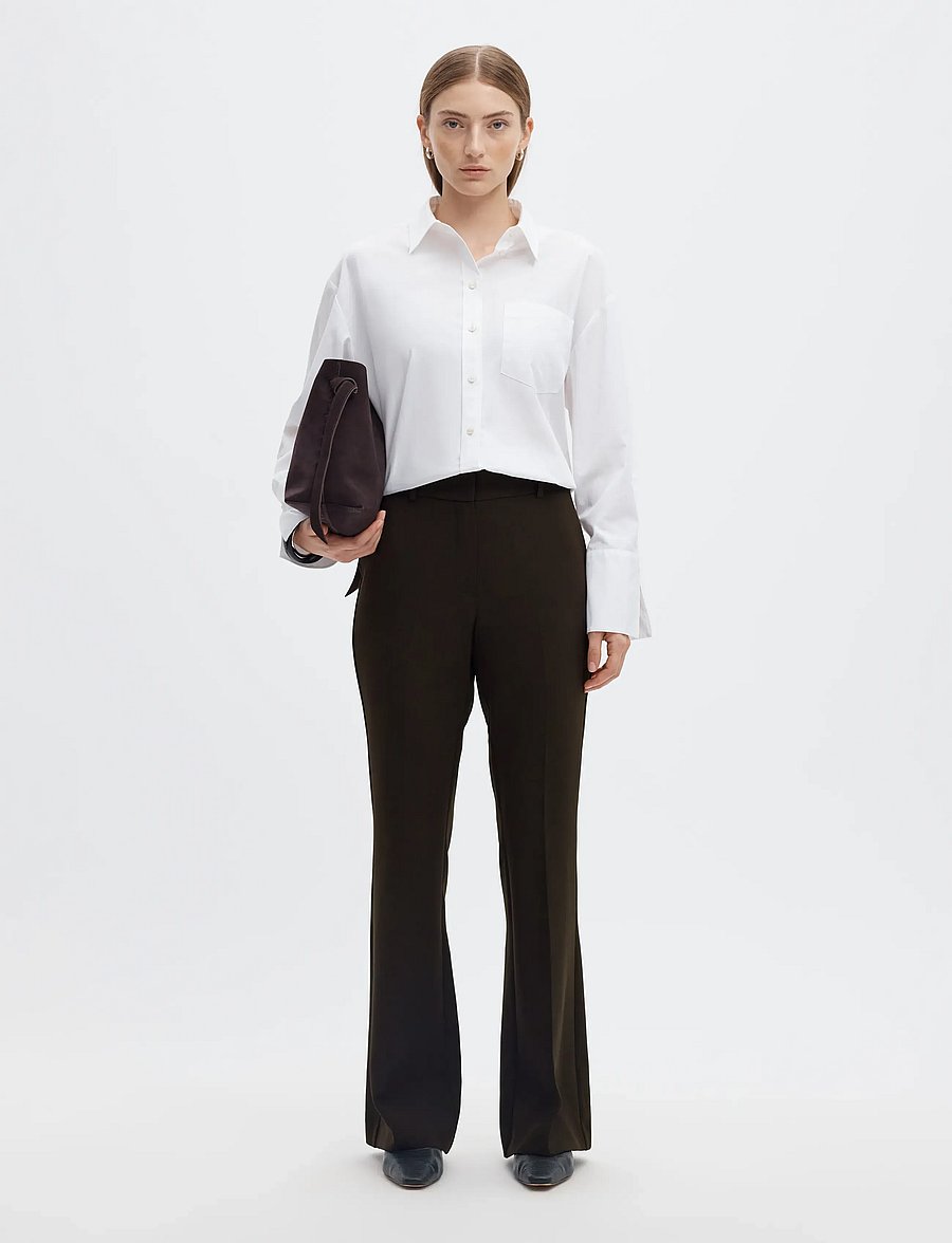 Selected - SLWRITA MW SLIM FLARED PANT MEL - utsvängda byxor - delicioso - 4