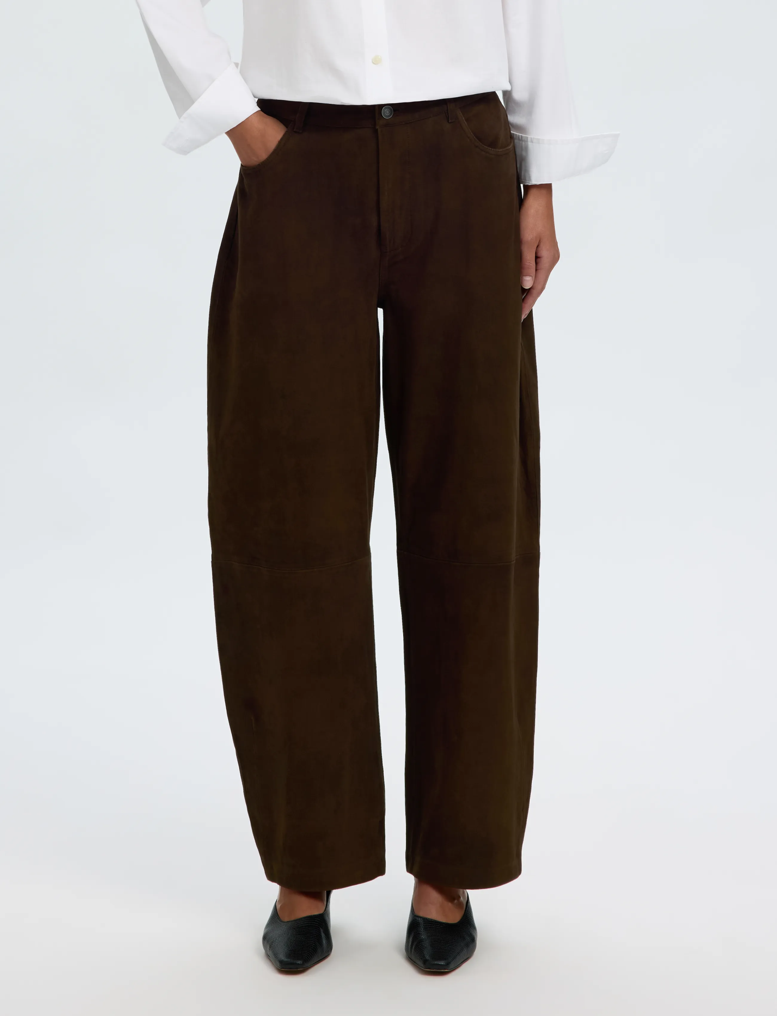 Selected SLWKAYA MW SUEDE BARREL TROUSER - Tøj - DELICIOSO / brown