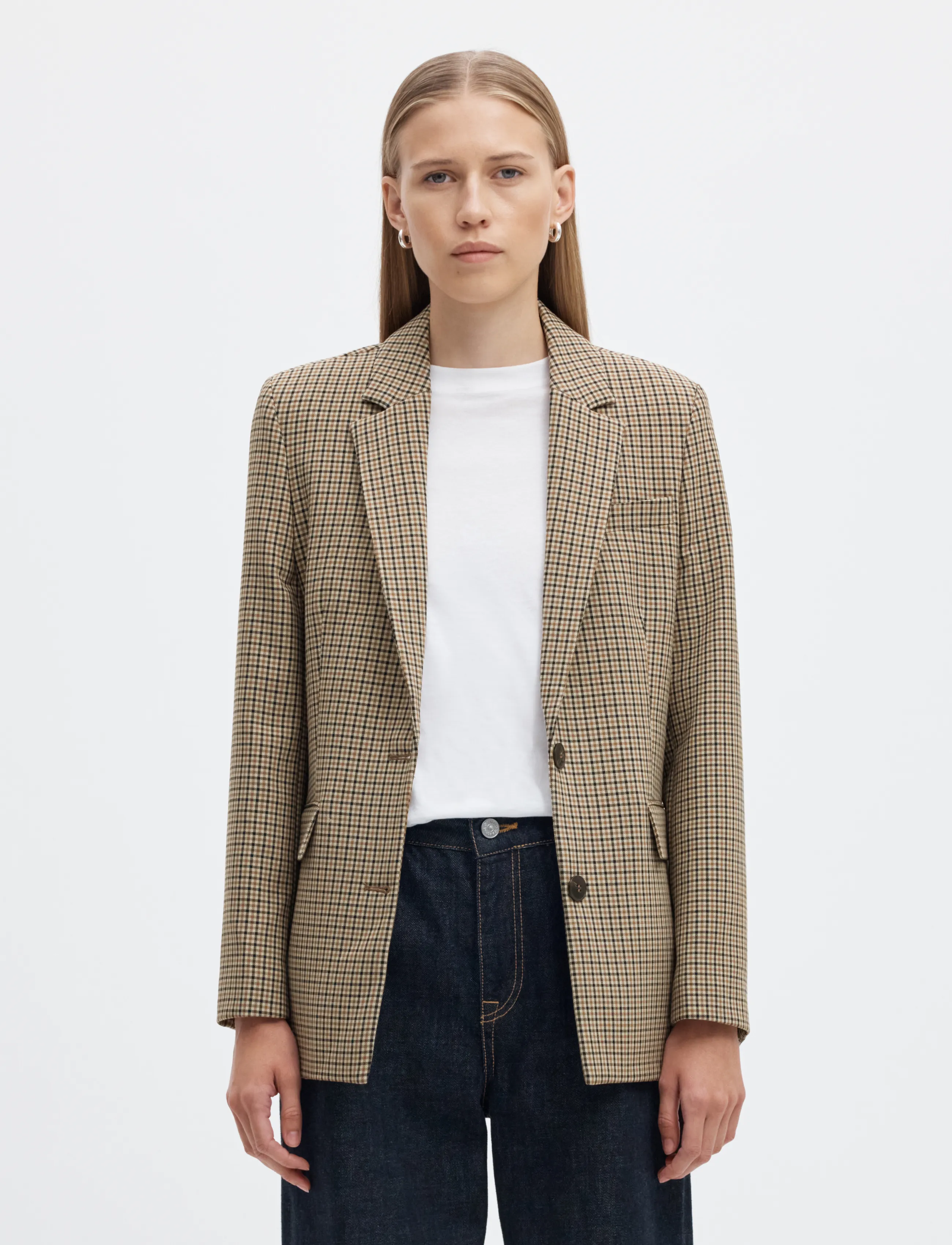 Selected - SLWRITA LS CLASSIC BLAZER CHECK - enkeltradede blazere - monks robe - 0