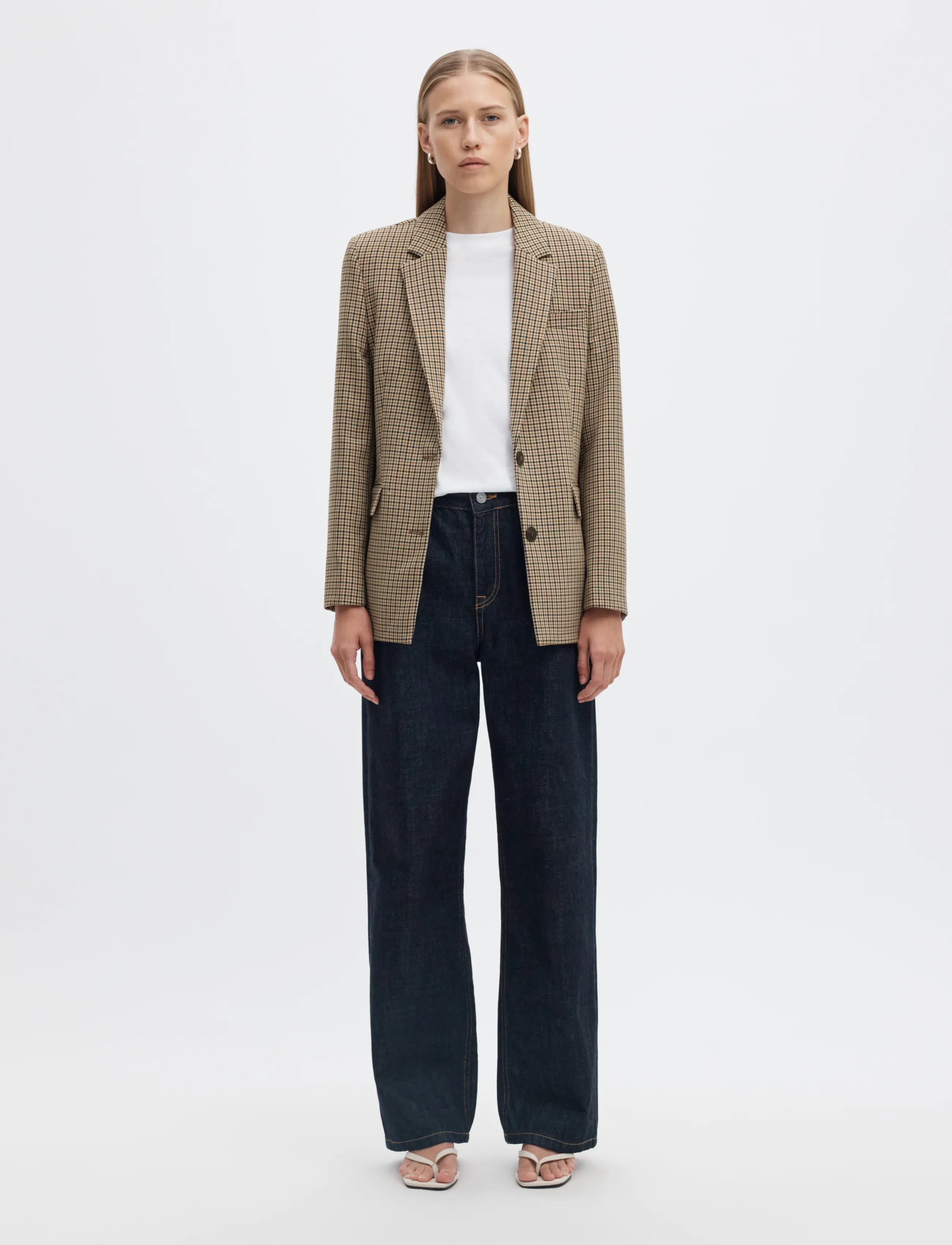 Selected - SLWRITA LS CLASSIC BLAZER CHECK - enkeltradede blazere - monks robe - 3
