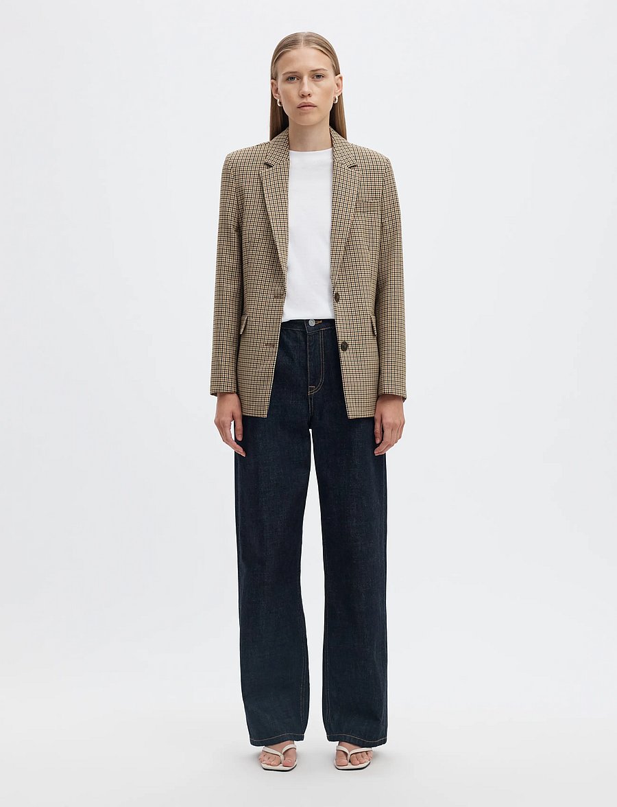 Selected - SLWRITA LS CLASSIC BLAZER CHECK - enkeltradede blazere - monks robe - 3