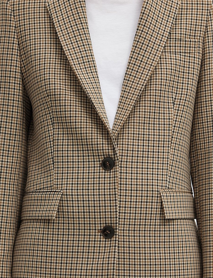 Selected - SLWRITA LS CLASSIC BLAZER CHECK - enkeltradede blazere - monks robe - 4