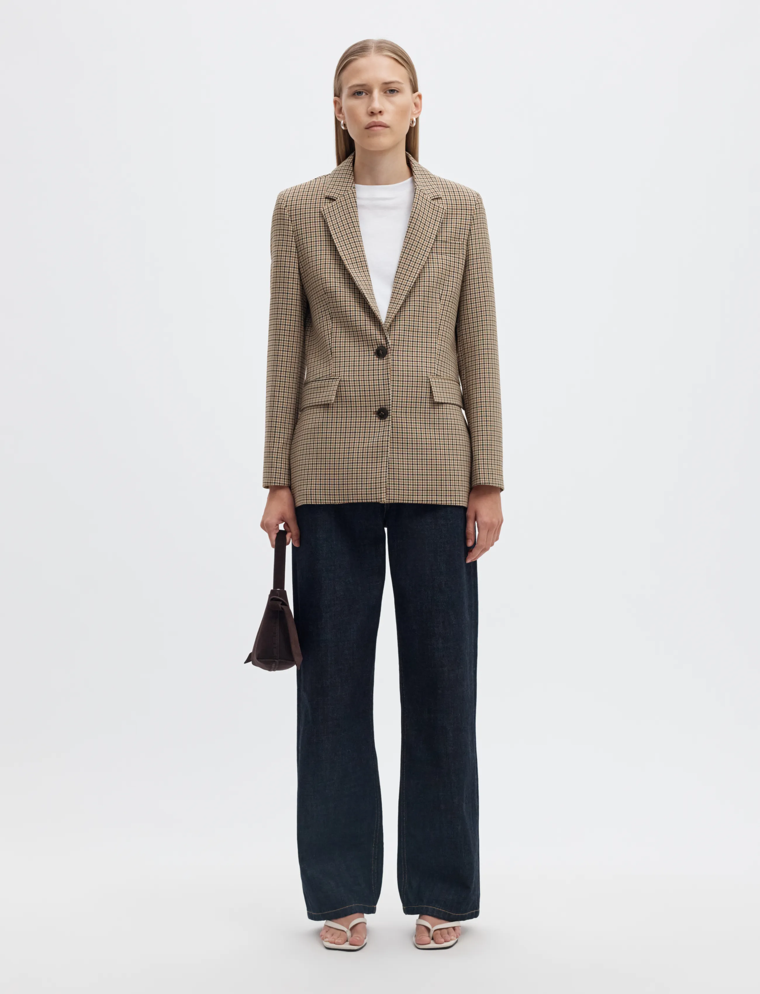 Selected - SLWRITA LS CLASSIC BLAZER CHECK - enkeltradede blazere - monks robe - 5