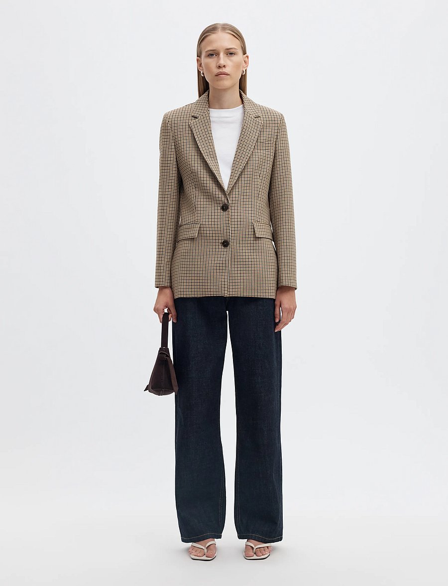 Selected - SLWRITA LS CLASSIC BLAZER CHECK - enkeltradede blazere - monks robe - 5