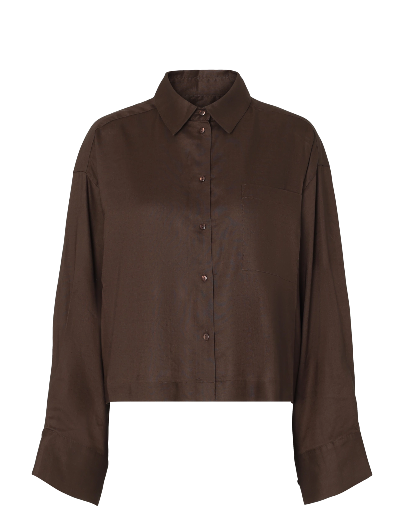 Selected SLWCAIN-ASTHA LS BOXY CROPPED SHIRT - Bluser & Skjorter - DELICIOSO / brown