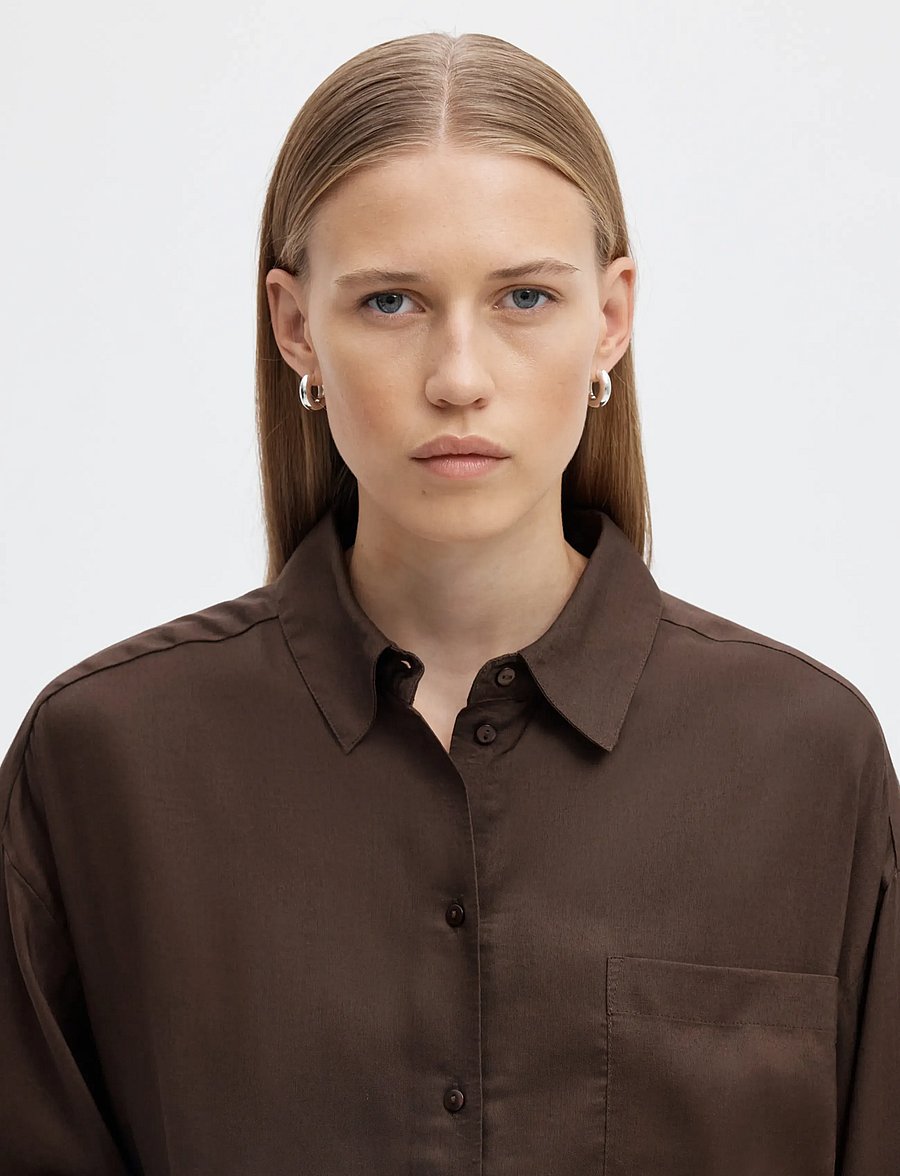 Selected - SLWCAIN-ASTHA LS BOXY CROPPED SHIRT - langärmlige hemden - delicioso - 4