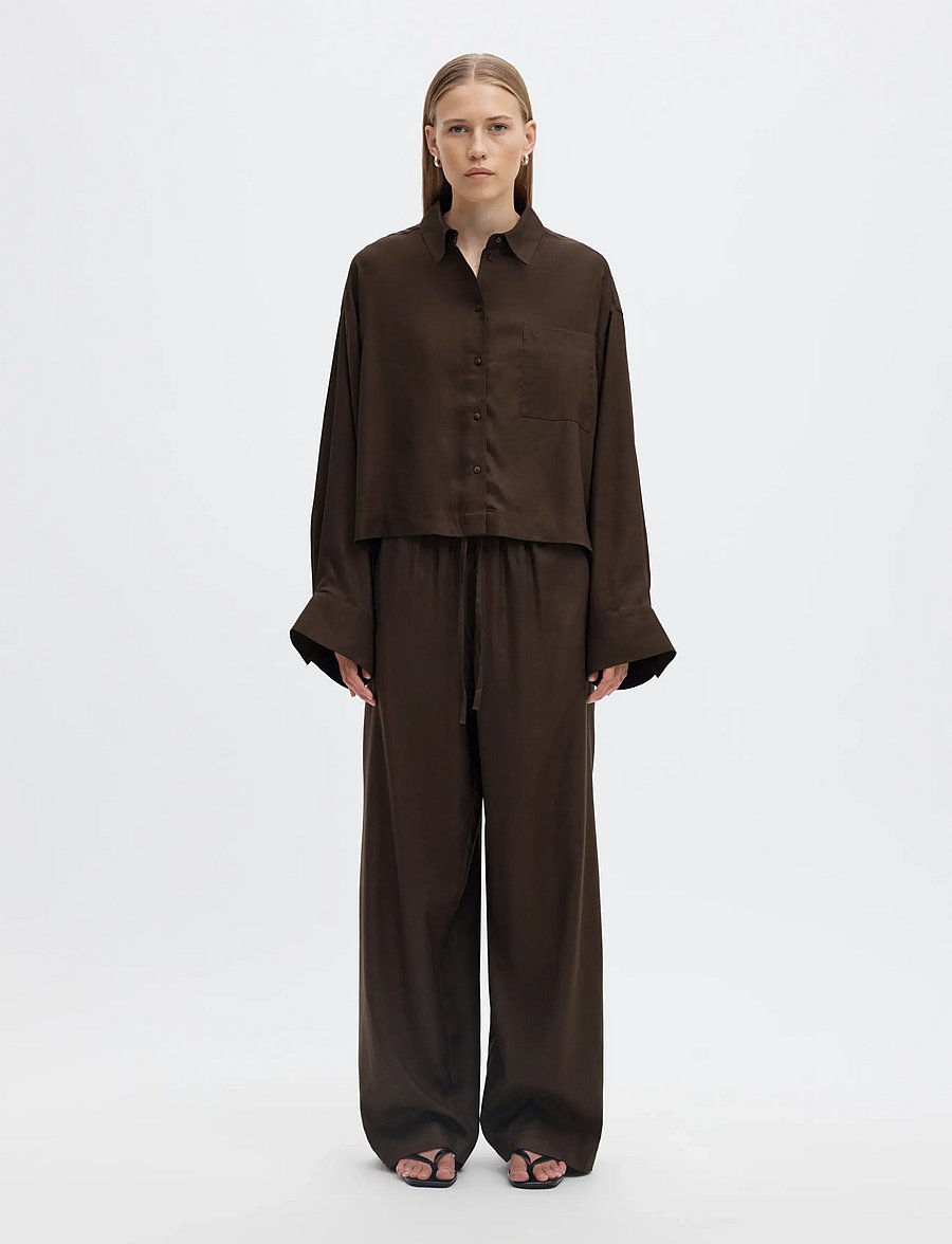 Selected - SLWCAIN HW ELASTICATED WIDE PANT - laia säärega püksid - delicioso - 3