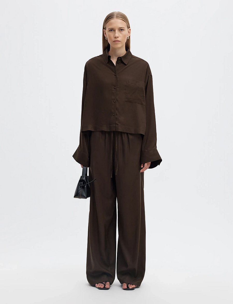 Selected - SLWCAIN HW ELASTICATED WIDE PANT - laia säärega püksid - delicioso - 5