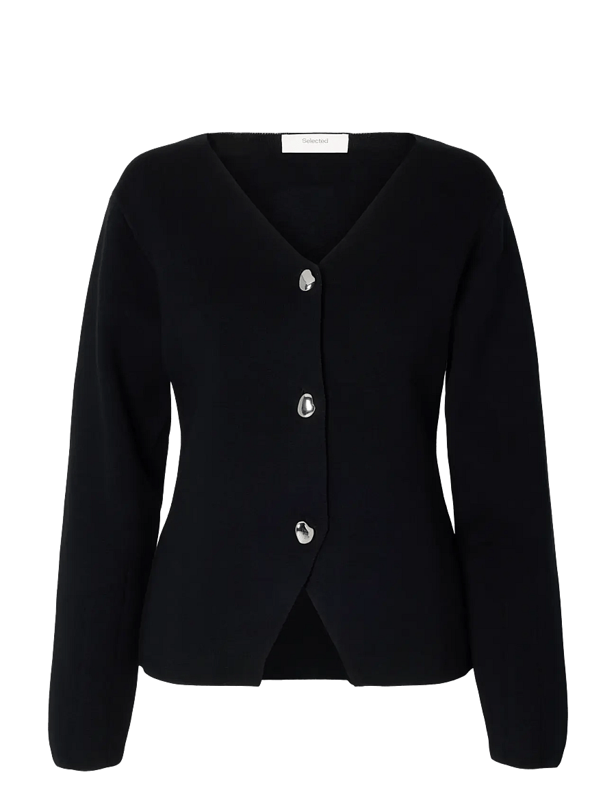 Selected - SLWMIKA LS KNIT V-NECK CARDIGAN - cardigans - black - 1