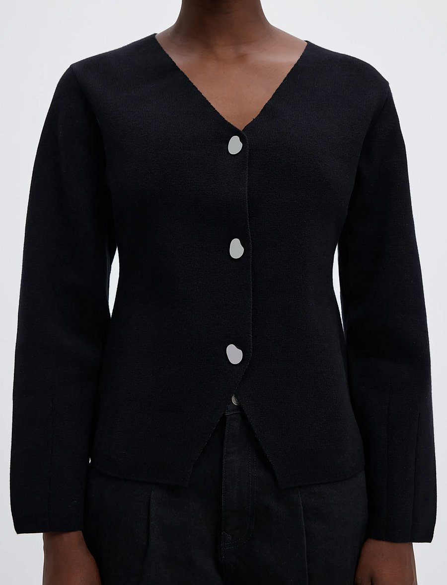 Selected - SLWMIKA LS KNIT V-NECK CARDIGAN - cardigans - black - 4