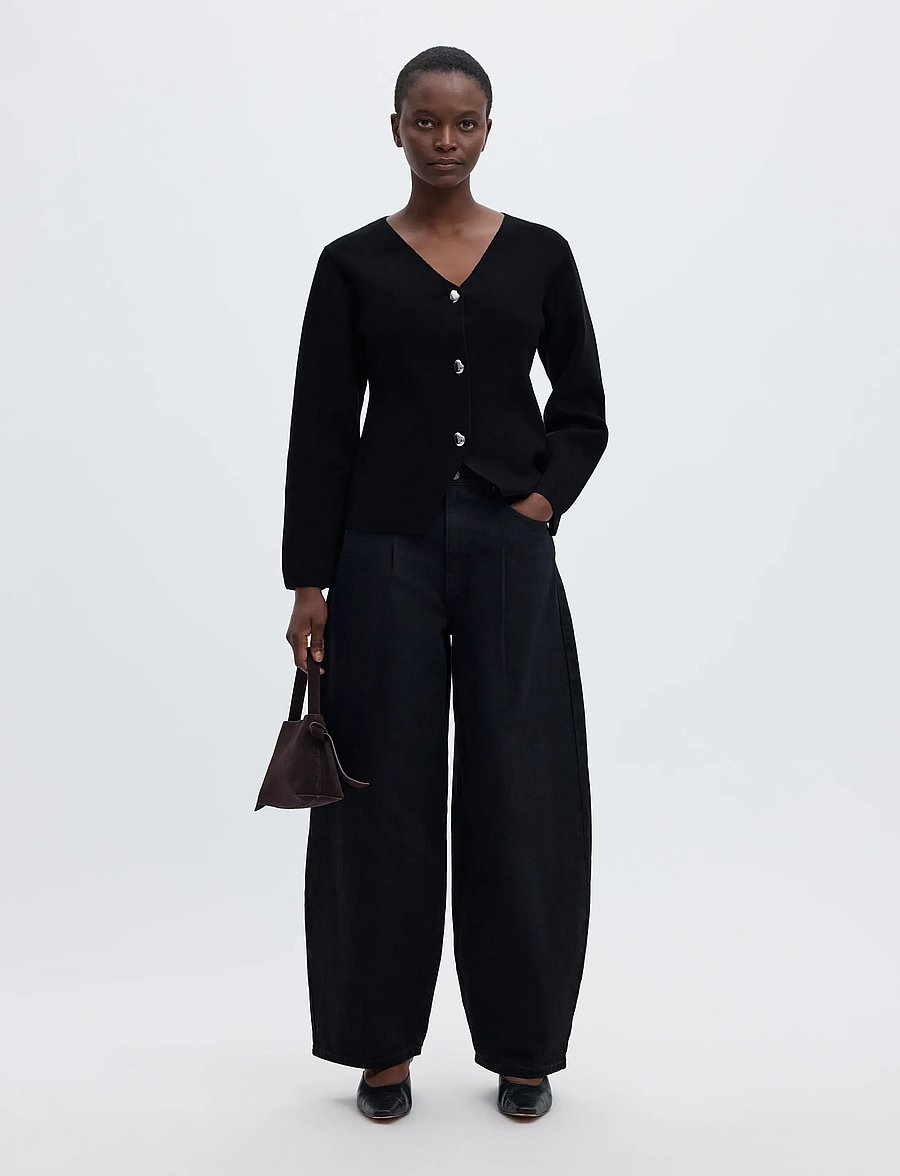 Selected - SLWMIKA LS KNIT V-NECK CARDIGAN - cardigans - black - 5