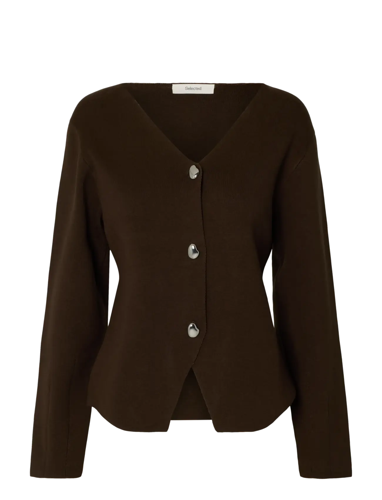 Selected SLWMIKA LS KNIT V-NECK CARDIGAN - Cardigans - DELICIOSO / brown