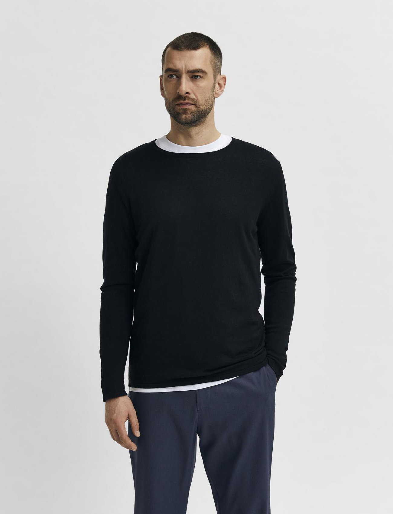Selected Slhrome Ls Knit Crew Neck - - S 1