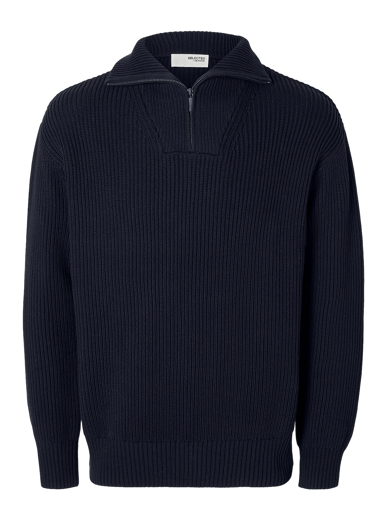 Selected Slhdry Ls Knit Relaxed Half Zip - Grey - S 1