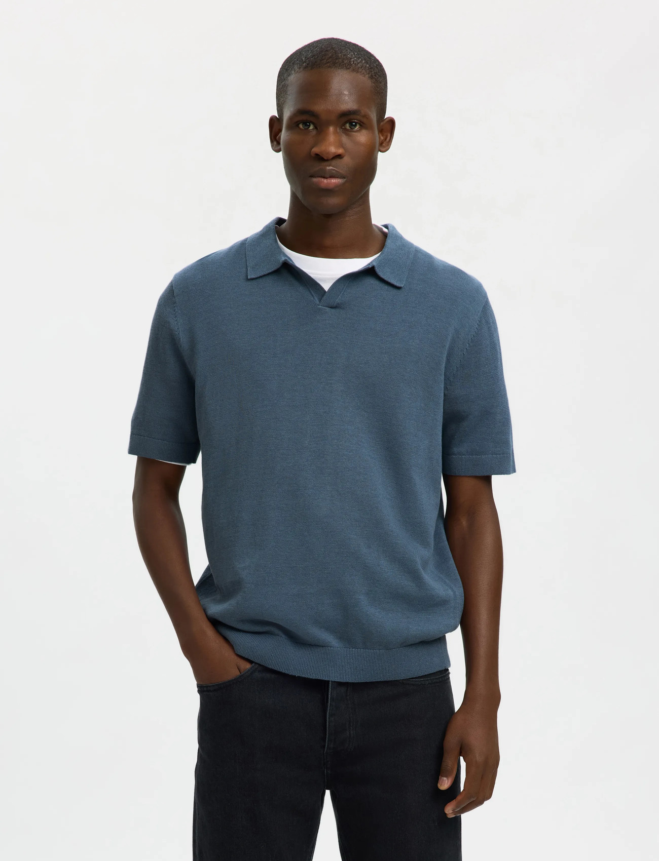 Selected Slhmattis Ss Linen Blend Open Polo Noos - - S 2