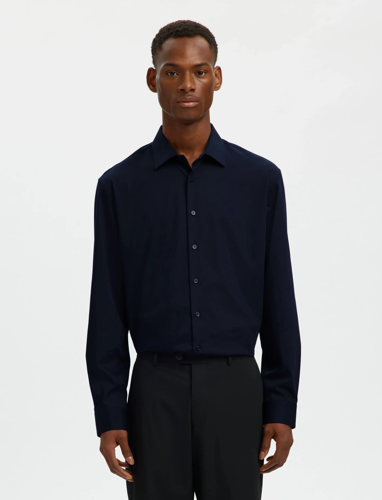 Selected Slmreg-Performance Shirt Ls Noos - Navy - S 1