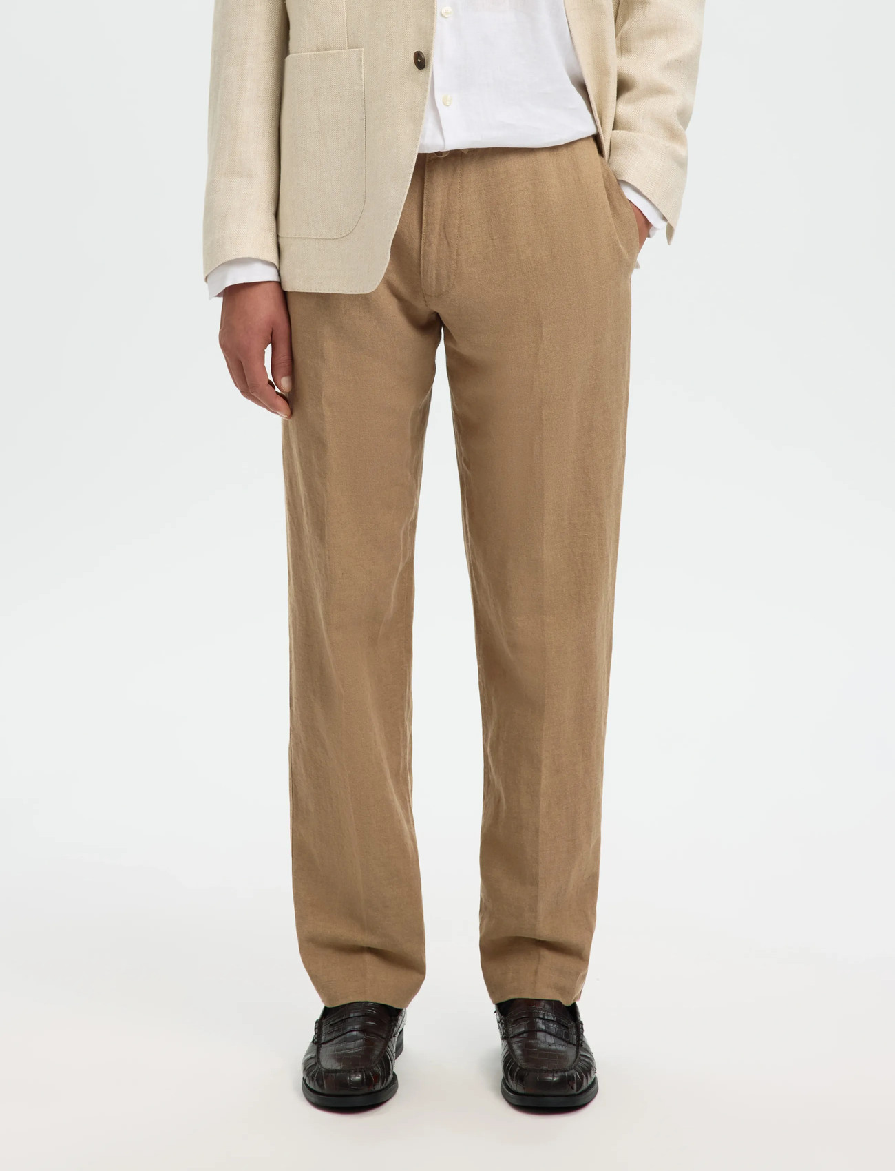 Selected Slm196-Straight Leroy Linen Bld Pnt Noos - Navy - S 1