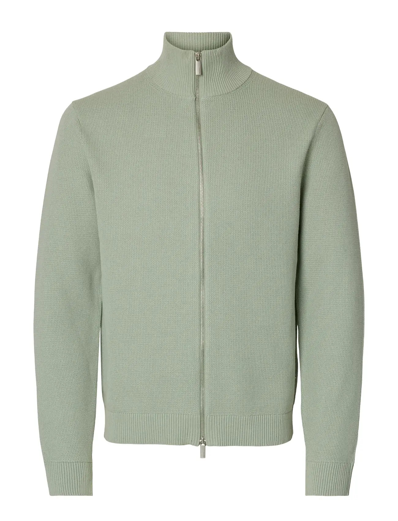 Selected Slmdane Ls Knit Structure Full Zip Noos - Green - M 1