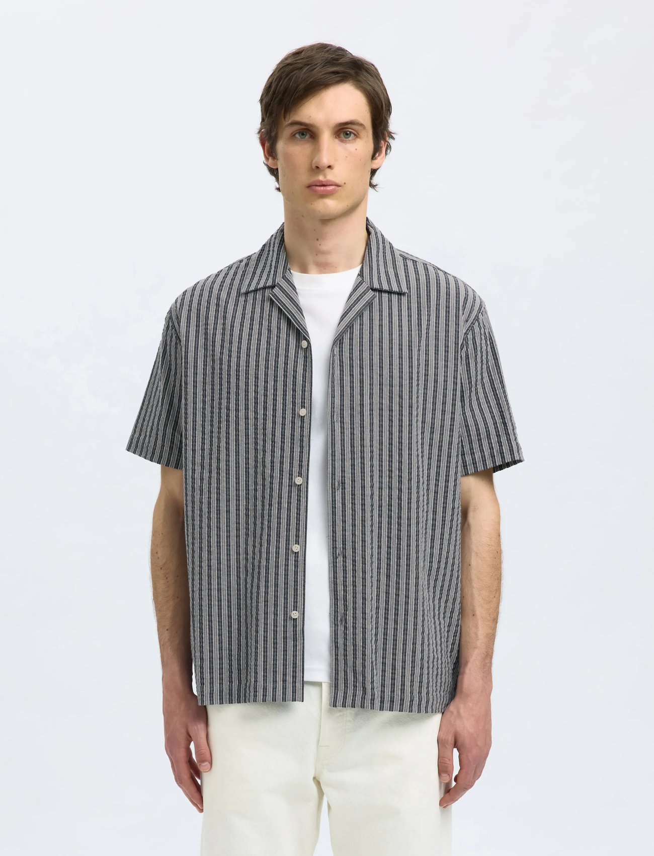Selected Slhrelaxed-Ace Seersucker Ss Shirt - - S 1