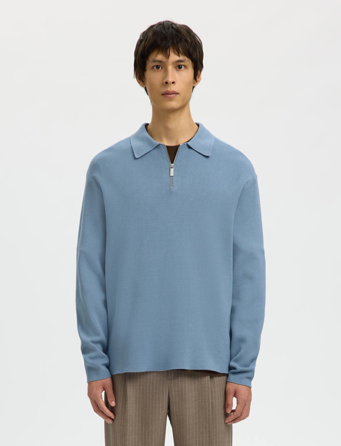 Selected Slhteller Fn Relaxed Half Zip Polo Noos - Cream - S 1