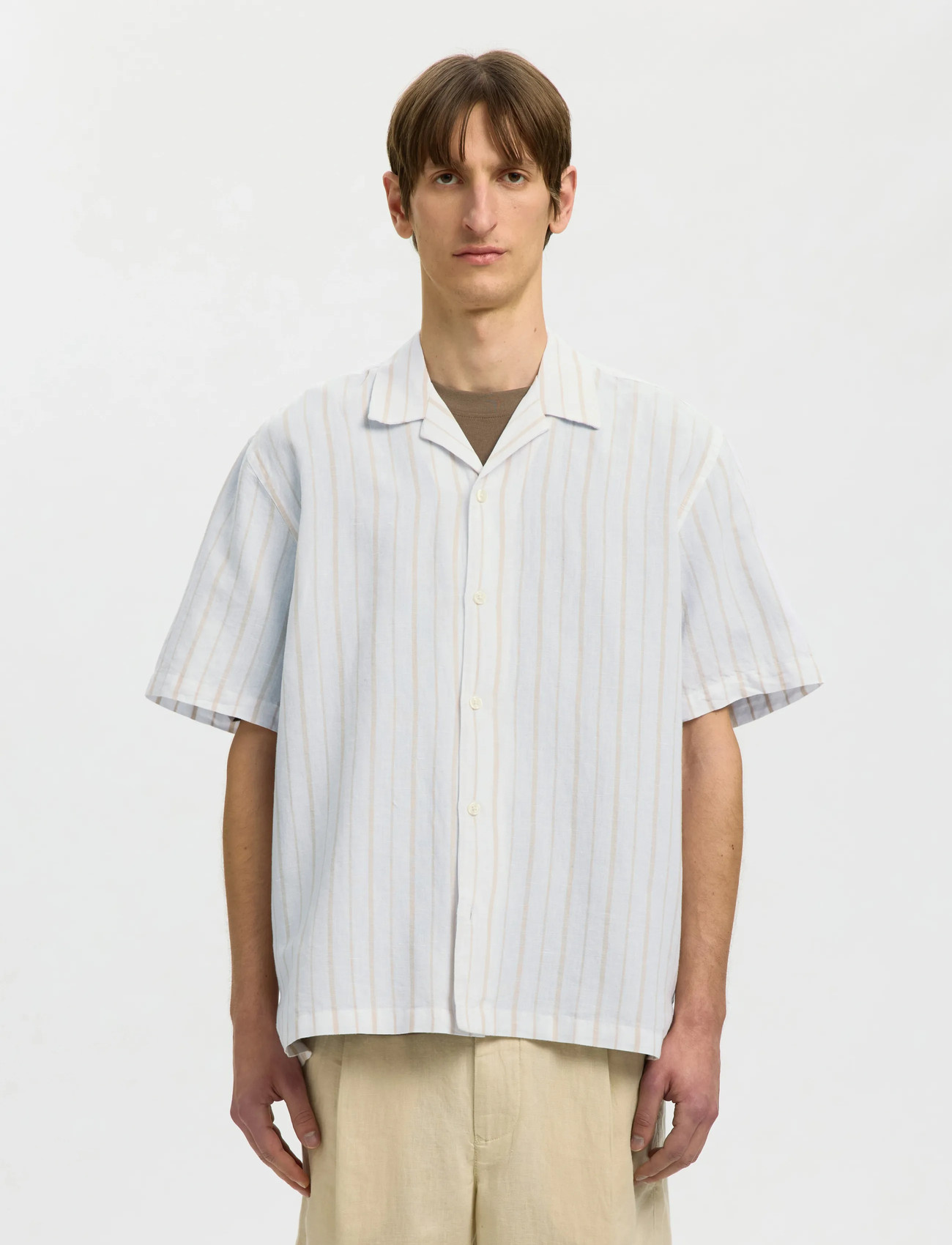 Selected Slmrlxcasper Clay Linenblend Ss Sht Noos - - S 2