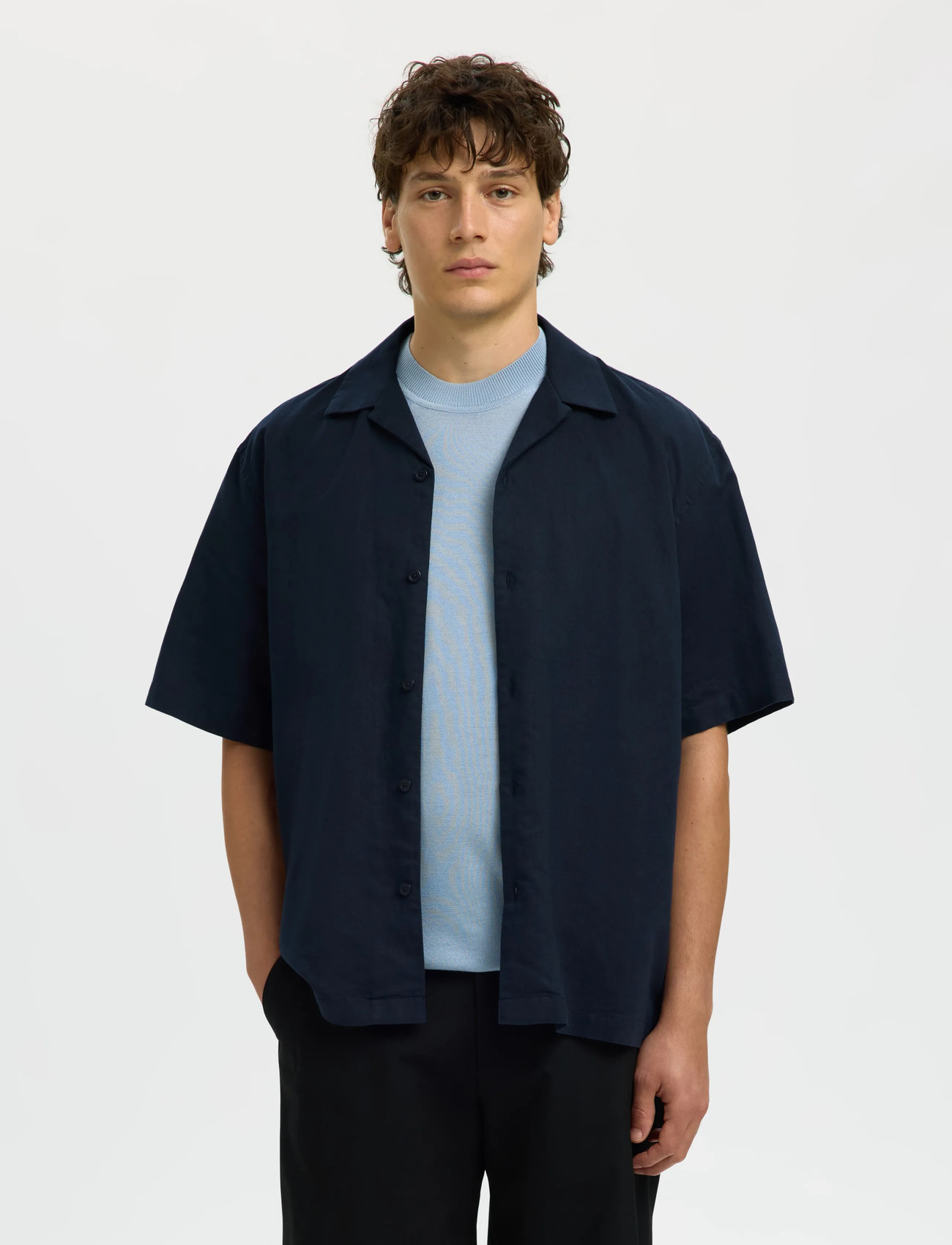 Selected Slmrlxcasper Clay Linenblend Ss Sht Noos - - S 4