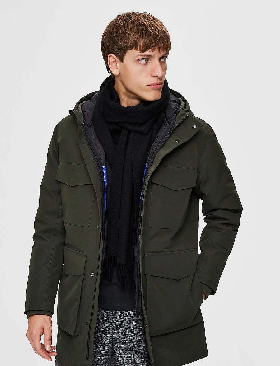 Selected - SLMTOPE WOOL SCARF - accessoarer - black - 0