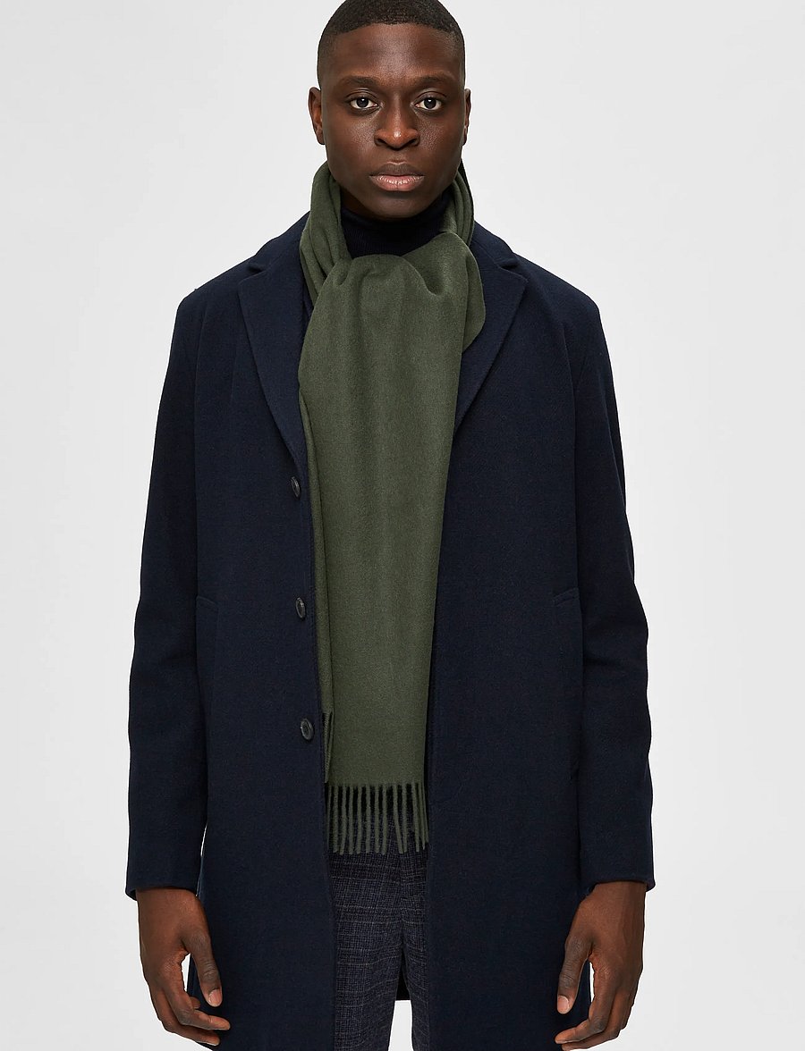 Selected - SLMTOPE WOOL SCARF - halstørklæder - forest night - 0