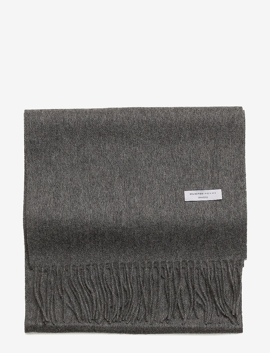 Selected - SLMTOPE WOOL SCARF - halstørklæder - medium grey melange - 0