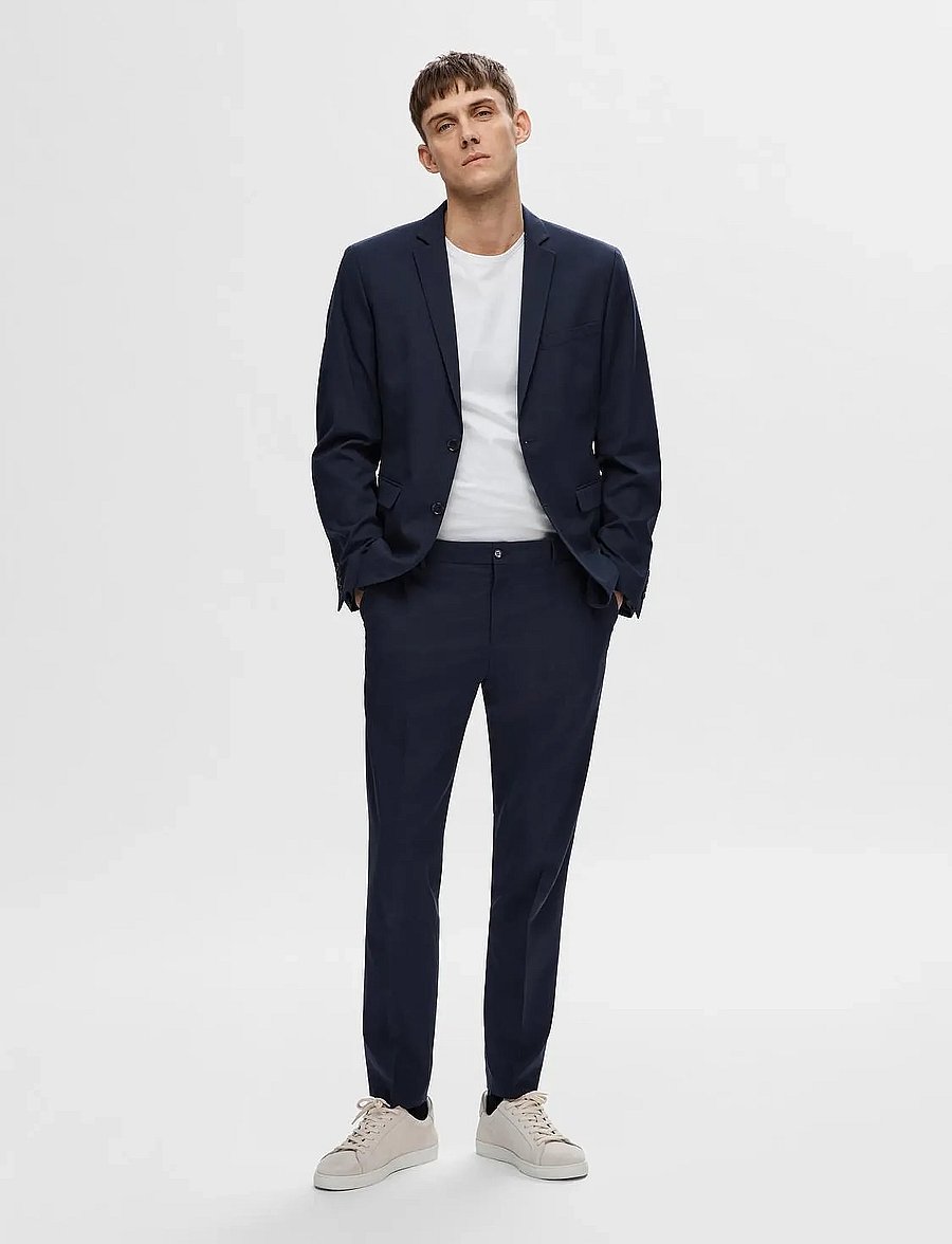 Selected - SLHSLIM-MYLOLOGAN NAVY TROUSER B NOOS - suit trousers - navy blazer - 4
