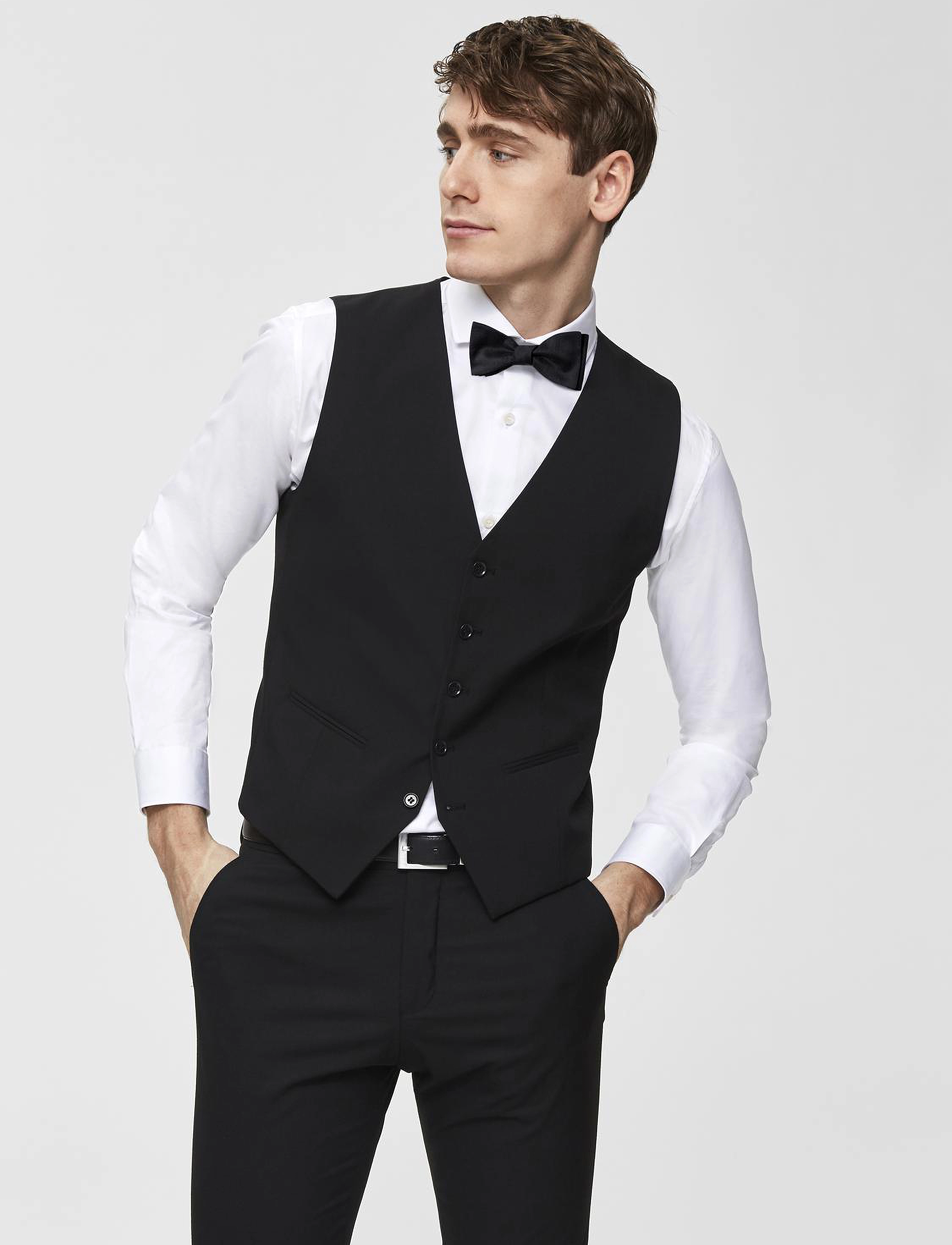 Selected SLHSLIM-MYLOLOGAN BLACK WAISTCOAT B NOOS - Habitveste - BLACK / black