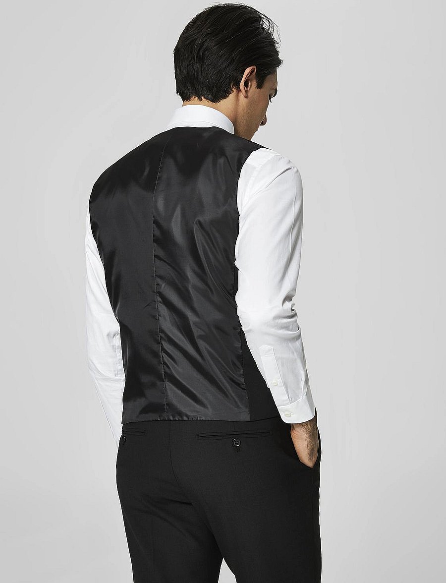 Selected - SLHSLIM-MYLOLOGAN BLACK WAISTCOAT B NOOS - black - 3