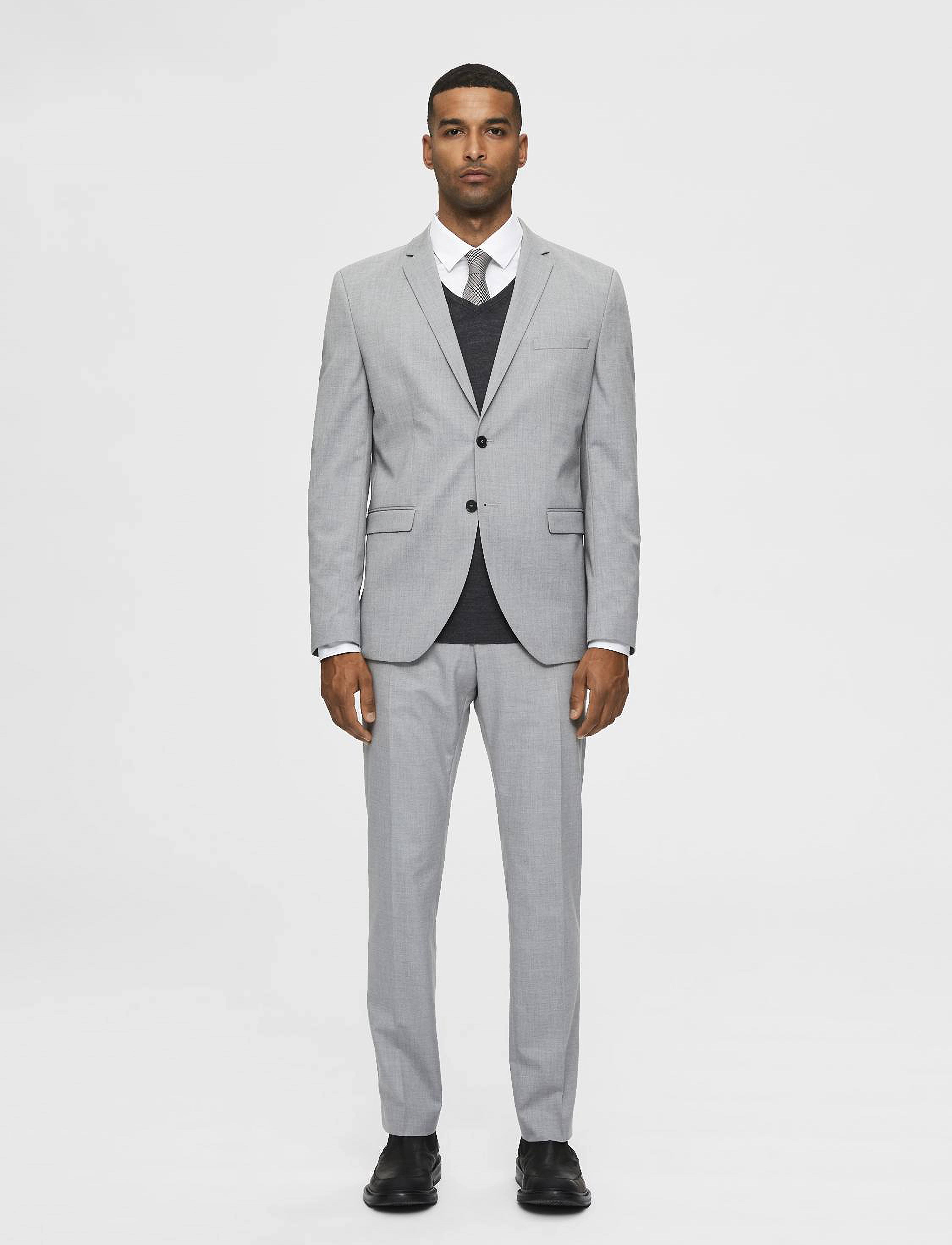 Selected - SLHSLIM-MYLOLOGAN LIGHT GREY BLZ B NOOS - light grey melange - 4