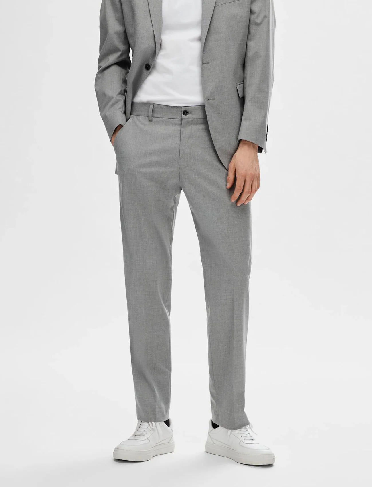 Selected Homme - SLHSLIM-MYLOLOGAN LIGHT GREY TRS B NOOS - suit trousers - light grey melange - 0