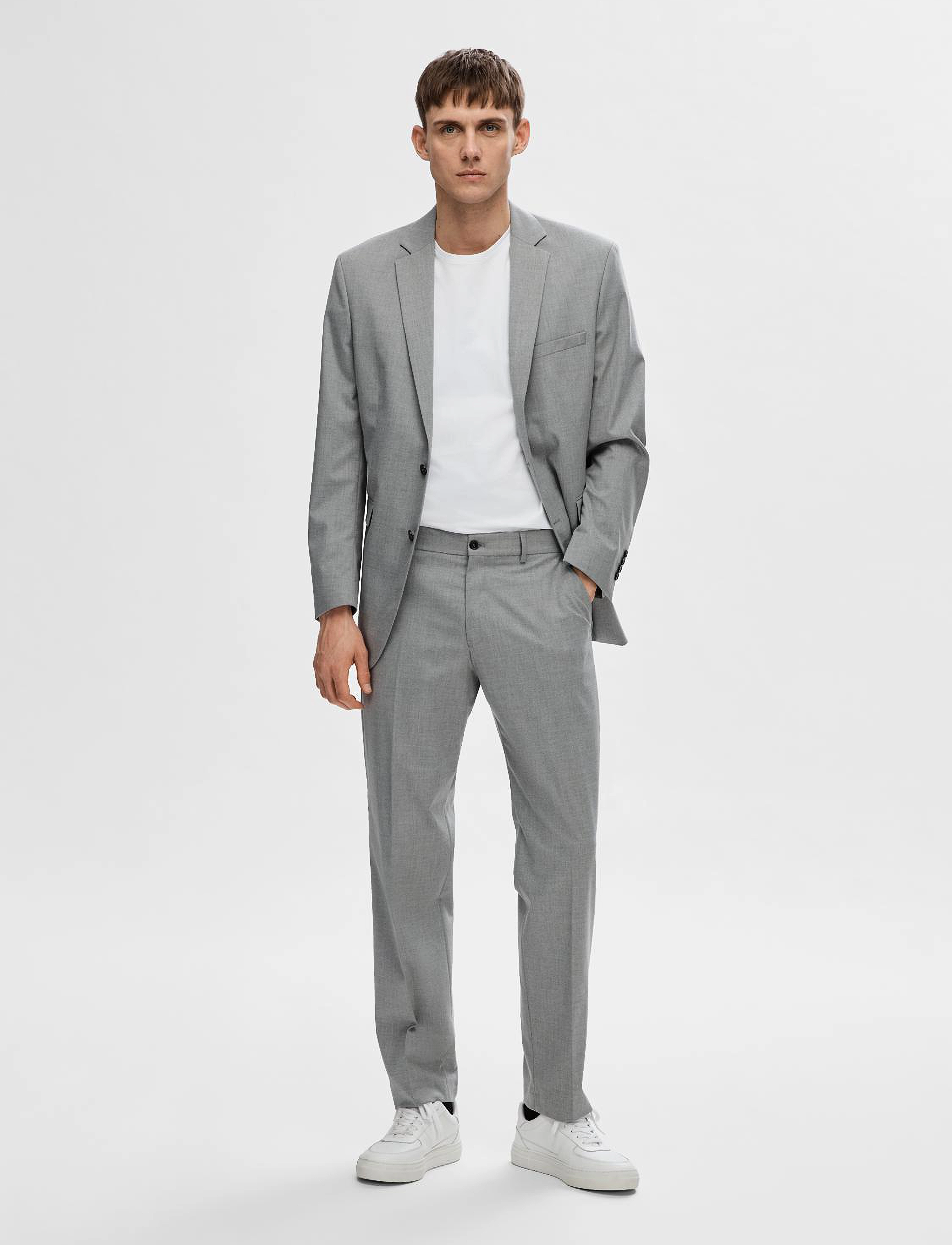 Selected - SLHSLIM-MYLOLOGAN LIGHT GREY TRS B NOOS - light grey melange - 4