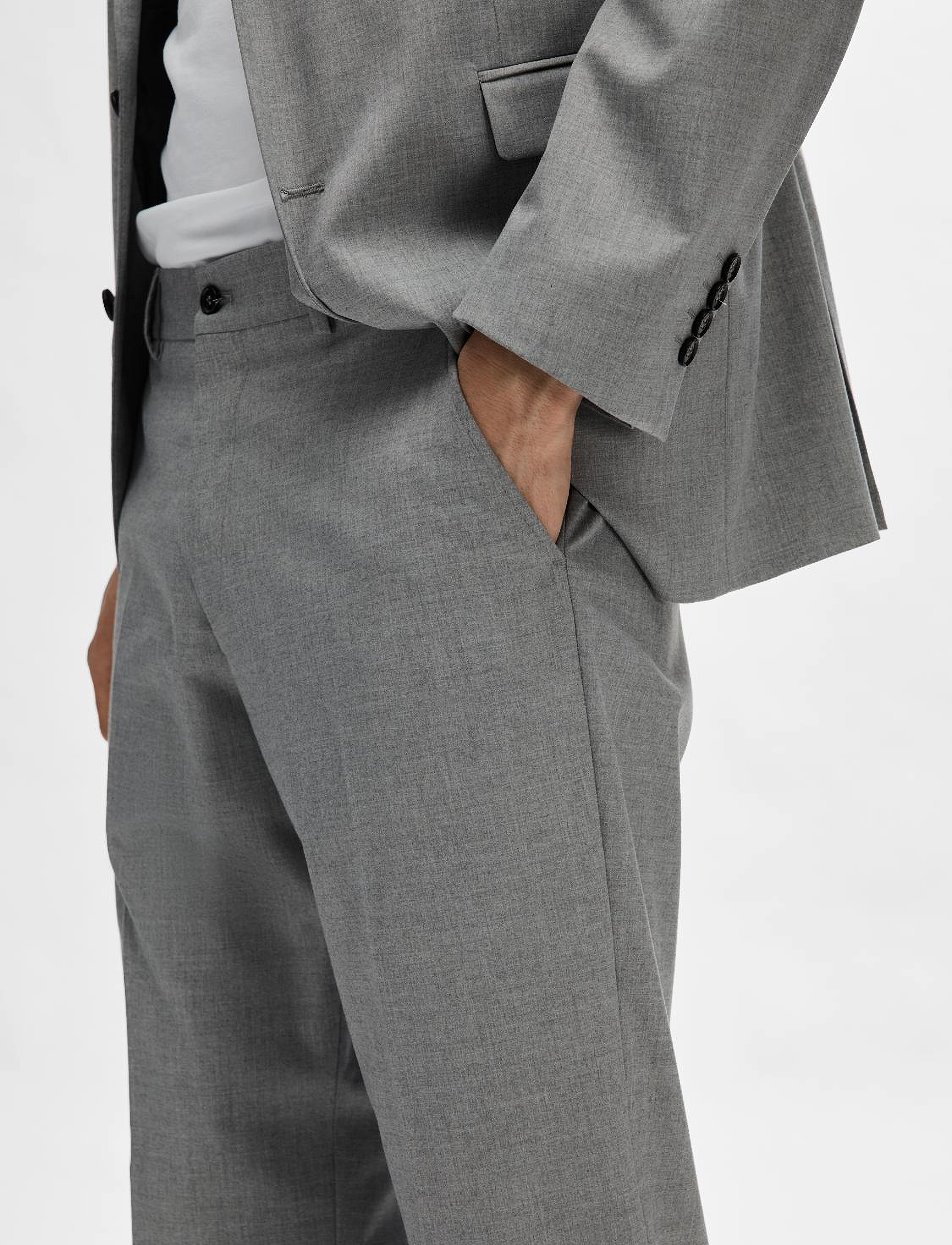 Selected - SLHSLIM-MYLOLOGAN LIGHT GREY TRS B NOOS - light grey melange - 5