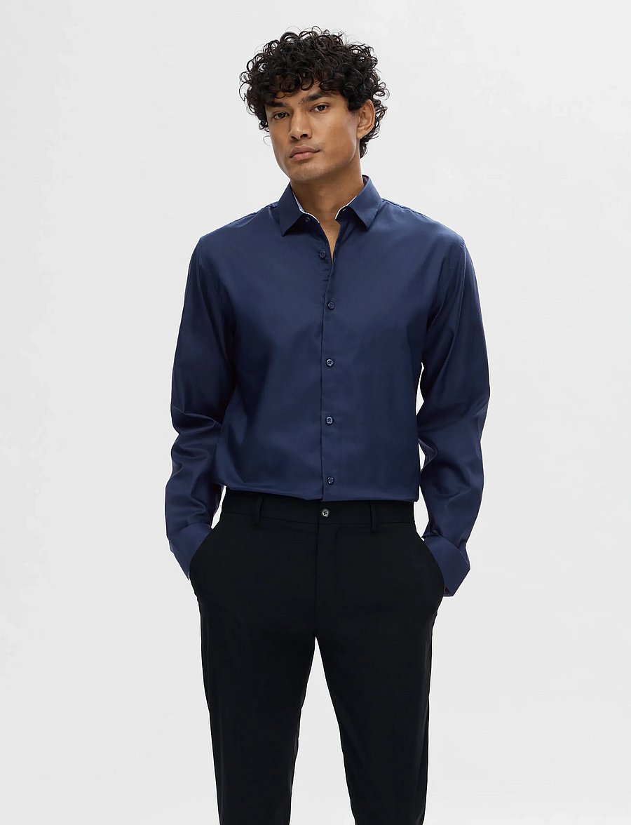 Selected - SLHSLIMNEW-MARK SHIRT LS B NOOS - navy blazer - 0