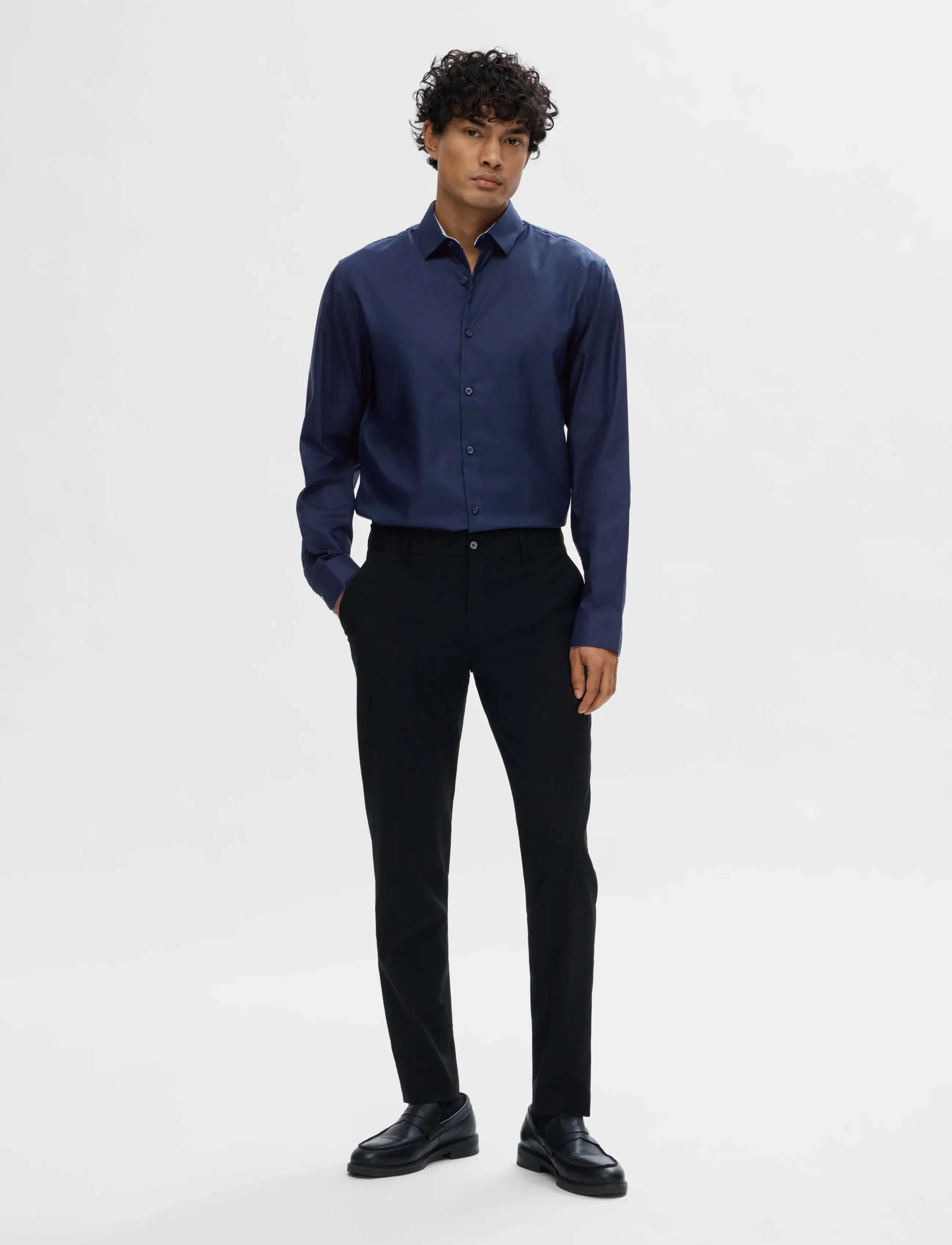 Selected - SLHSLIMNEW-MARK SHIRT LS B NOOS - navy blazer - 3